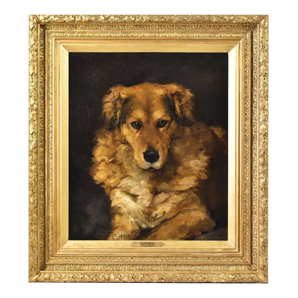 QA603 1 antique oil painting dogs portraits painting XIX century.jpg
